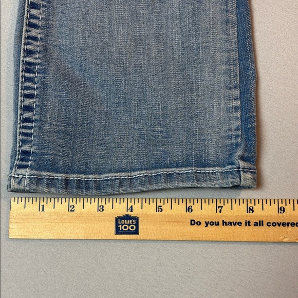 Sky size 9/10 Blue Flare Jeans with Leather Cross and Beaded Blingy Detail - Picture 6 of 16